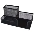 İnox 0652 Ofis Metal Fileli Kalemlik KOmbine Set 3 Gözlü Siyah