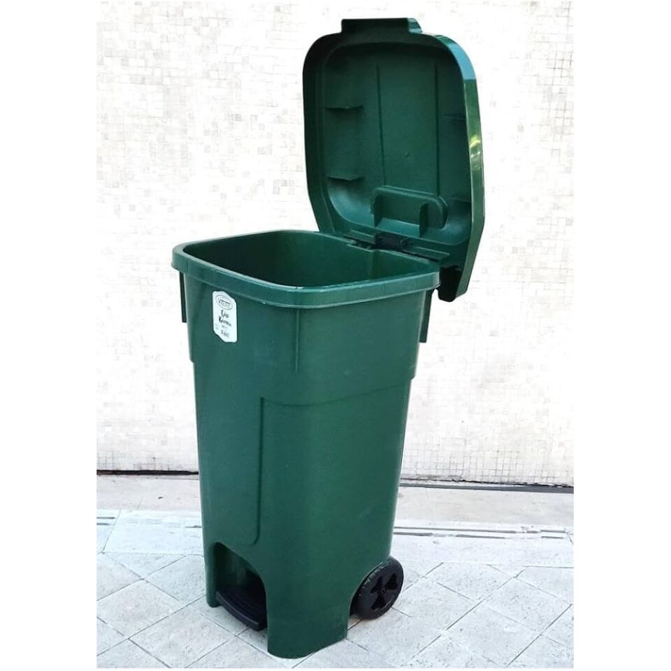 Yeşil Plastik Konteyner Pedallı 80 LT