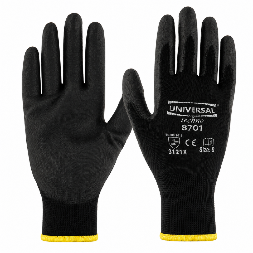 ELDİVEN SİYAH PUU NİTRİL ÜNİVERSAL TECHNO NO:10 KL 300